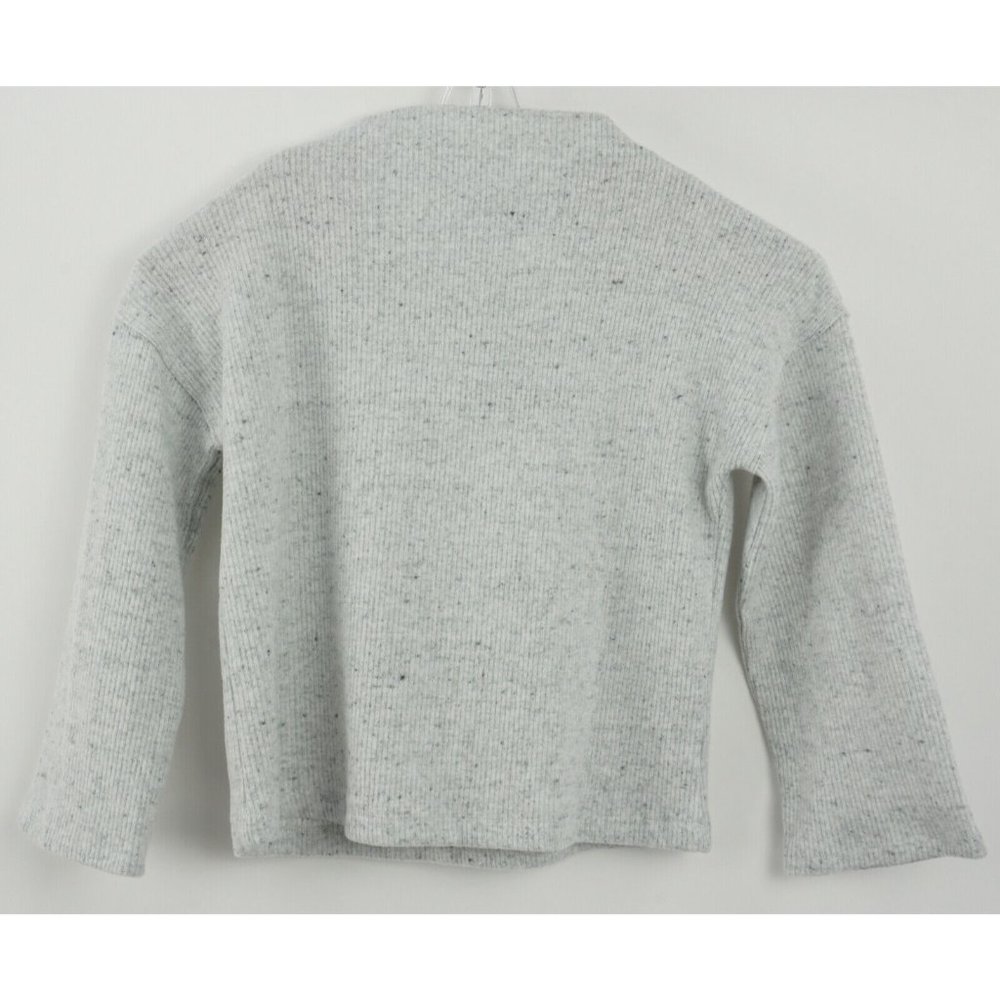 New gibsonlook Looks Like Flurries Women Medium Grey Fleck Ribbed Funnel Sweater